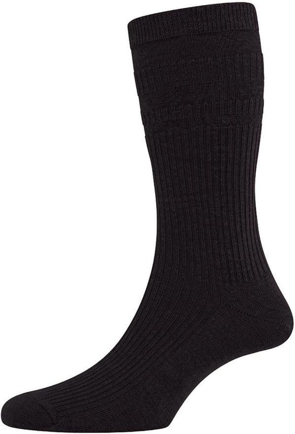 HJ Hall Mens Softop Original Non Elastic Wool Socks, Black