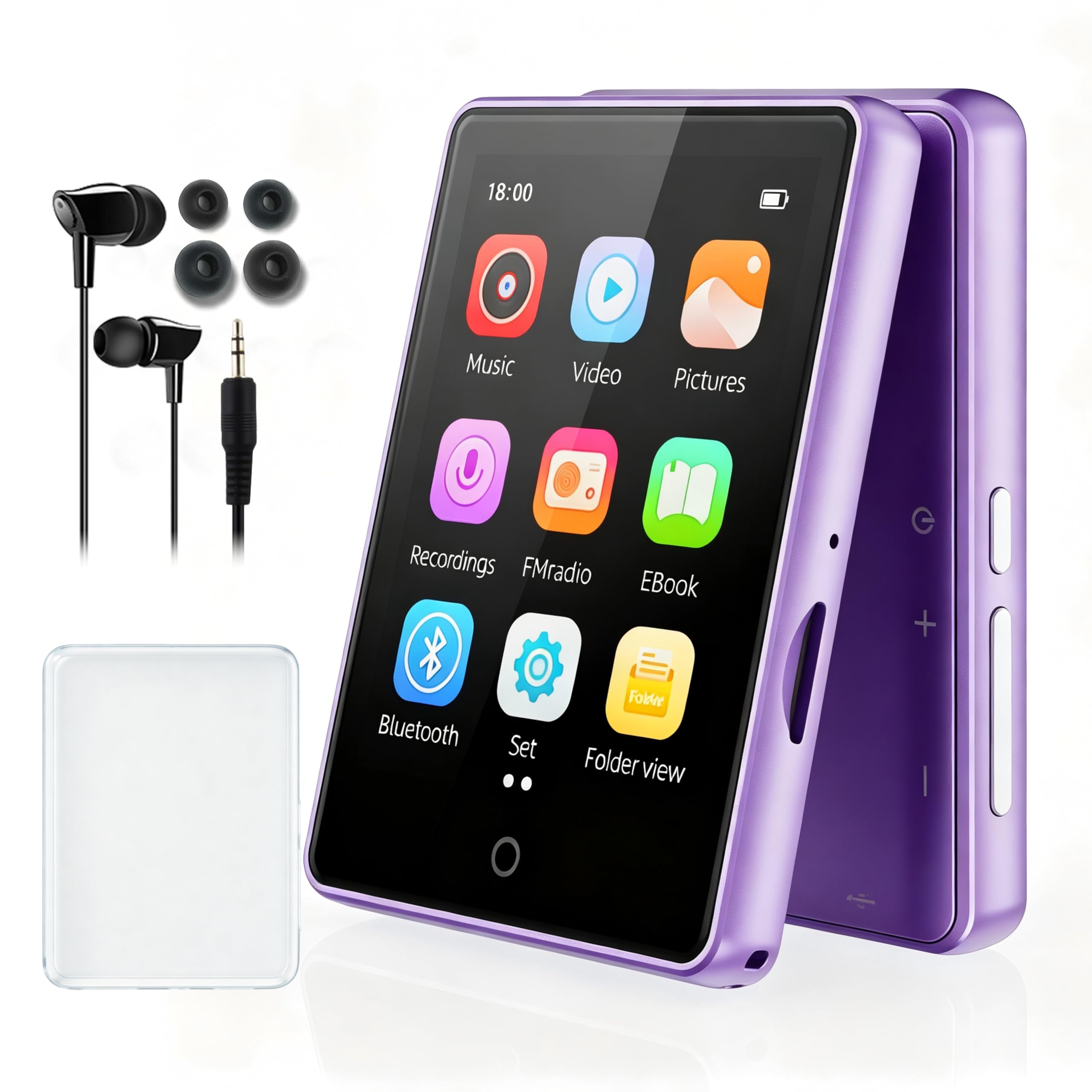 Lecteur MP3 32 Go avec Bluetooth 5.3 avec Haut-Parleur pour Enfants, qualité sonore HiFi, écran Tactile 2,8 Pouces, Radio FM, enregistreur Vocal, Prend en Charge Les Cartes TF jusqu'à 128 Go (Violet)