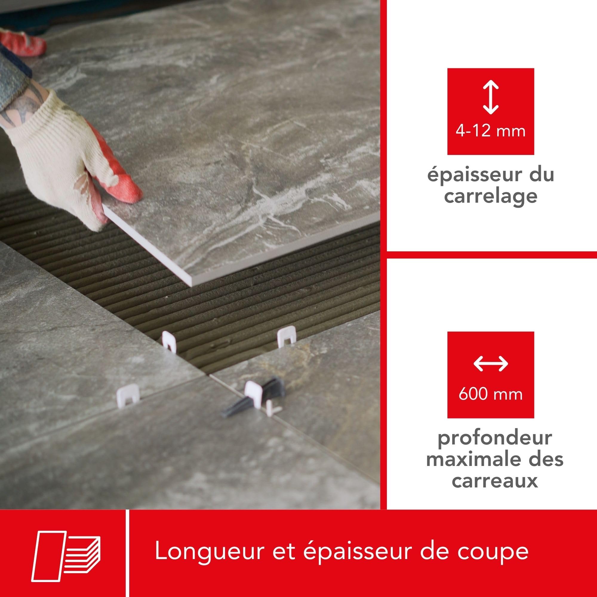 Toolland Coupe-carreaux, manuel, molette 22 mm, longueur de coupe de 600 mm