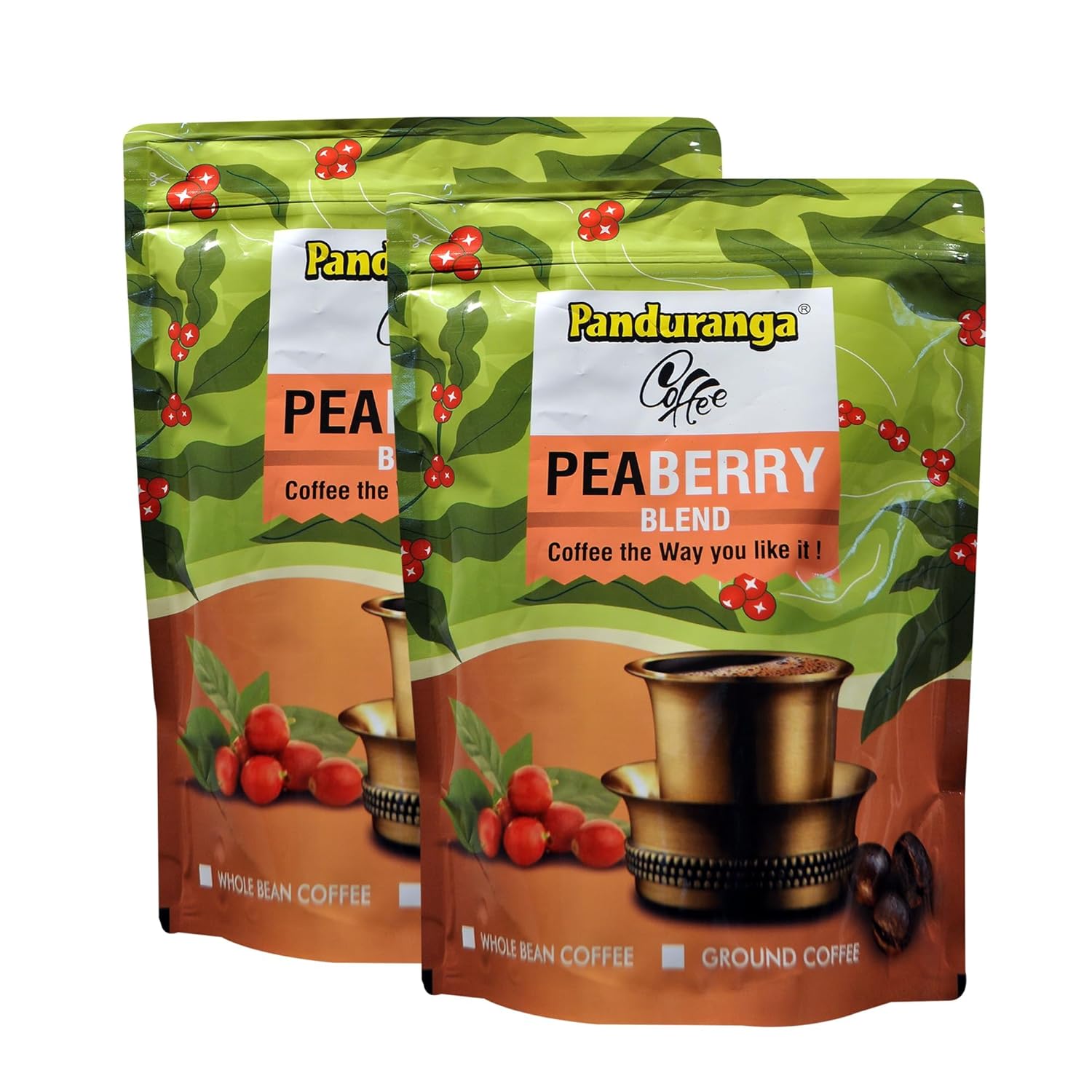 Panduranga Peaberry Medium Roast Coffee, Single Origin 100% Arabica, Indian Peaberry Coffee (1.1 Pound (Pack of 2)) (2, 1000g)