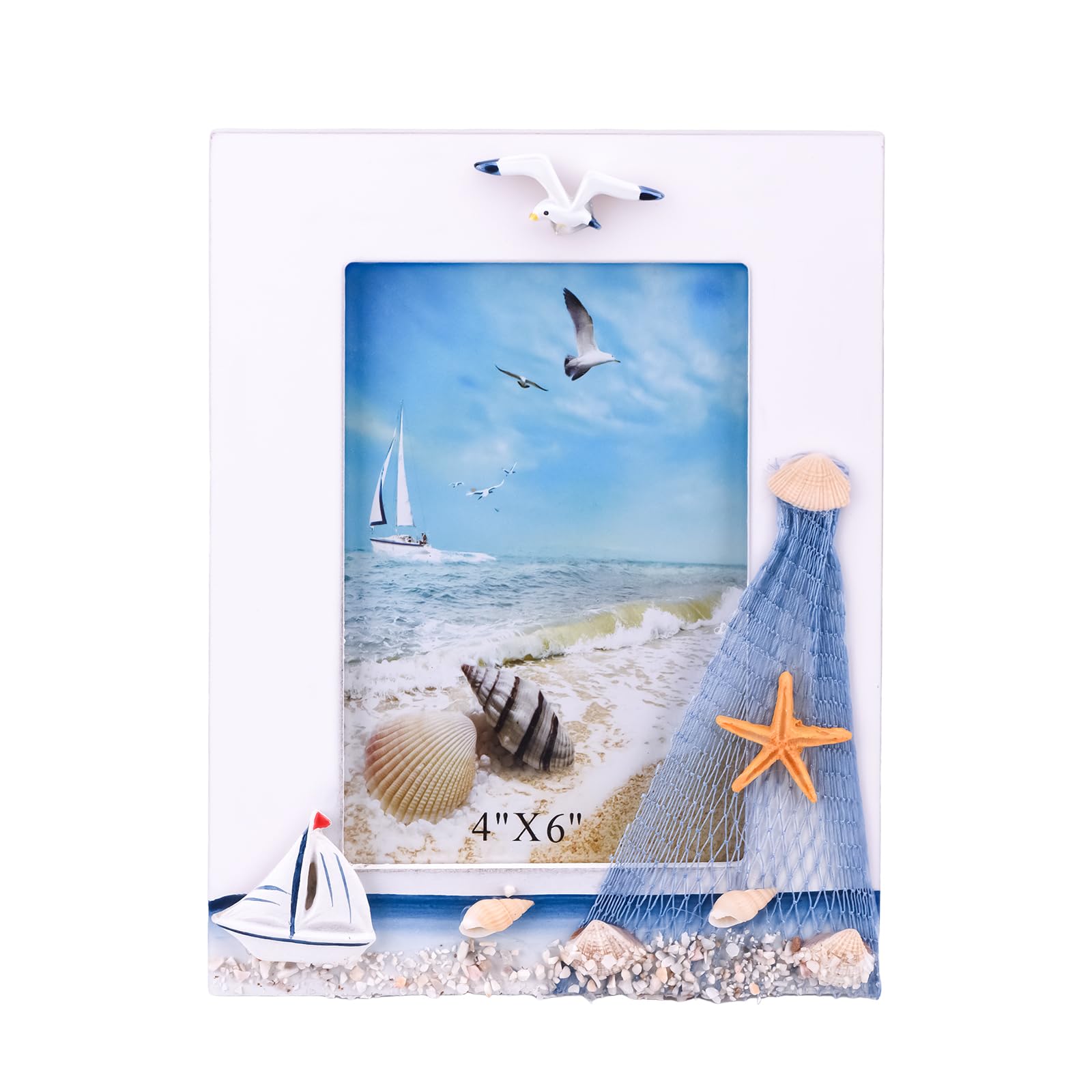 TAIYOU Vintage Wooden Photo Frames 4x6 inch Nautical Theme Picture Frame Wooden Photo Holder Retro Ocean Photo Frame Coastal Picture Frame for Birthdays Anniversaries Weddings Party Favors