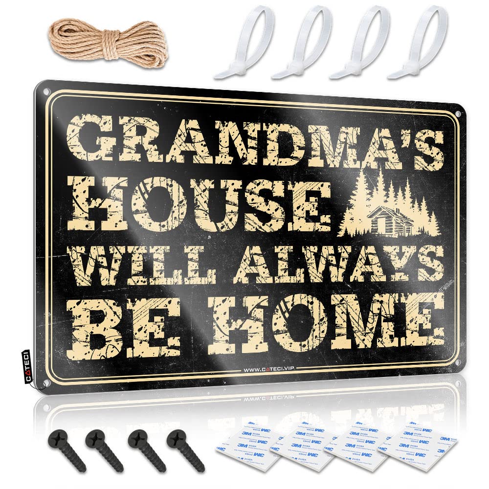 Outdoor Bar Accessories Decor Grandmas 'S House Will Always Be Home Tin Sign Funny Coffee Signs Funny Signs For Bedroom(30X40CM)