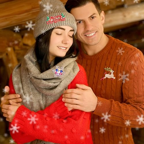 Miniatura 4 de 16 Pcs Christmas Brooches for Women Christmas Brooches and Pins Xmas Rhinestone Crystal Set Vintage Snowman Star Garland Reindeer Bells Tree Mixed