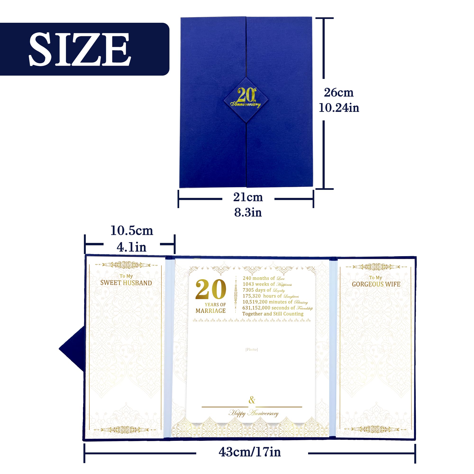 USMEI 20th Anniversary Wedding Romantic Gifts For Couple 20 Years of Marriage Self-Personalized Photo Anniversary Greeting Cards For Him Her Wife and Husband Mum Dad Keepsake Gifts - Image 3