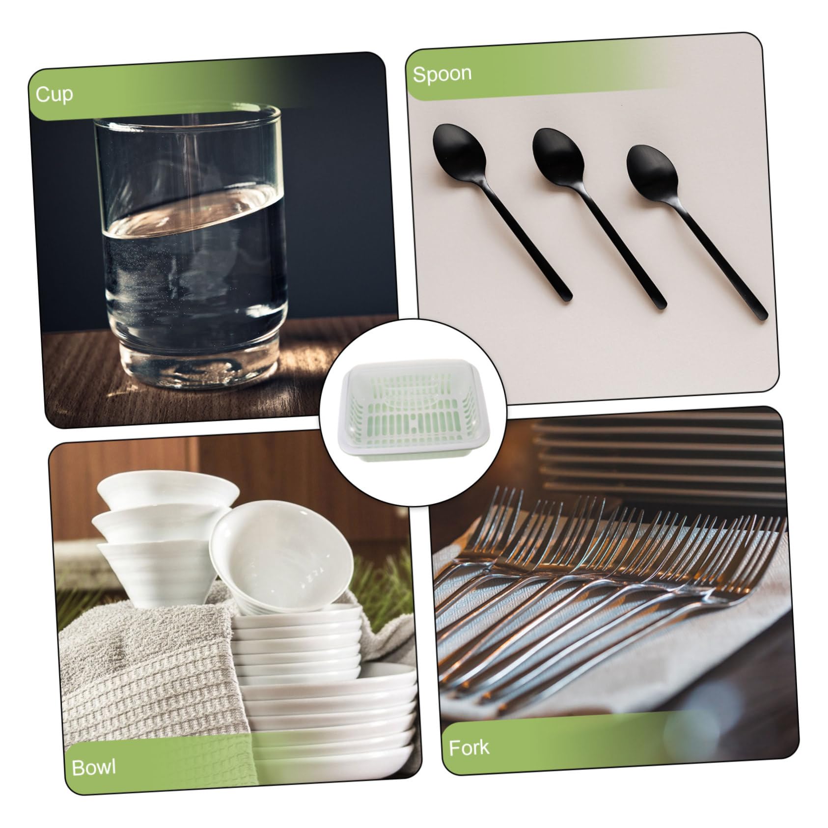 Stoviglie da Cucina in PP con Copertura Trasparente Organizer Scolaposate Compatto per Lavello e Piano Scaffale Essiccatore per e Piatti Facile da Montare Vassoio per Spazi Ridotti