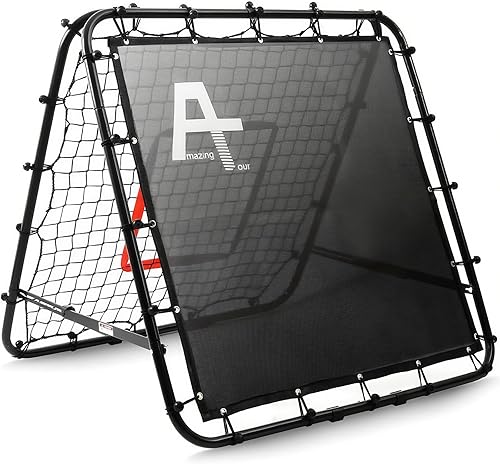 Miniatura 12 de Portería de fútbol ajustable con red de rebote | Entrenador de fútbol de doble ángulo con marco de acero | Red de rebote plegable portátil para