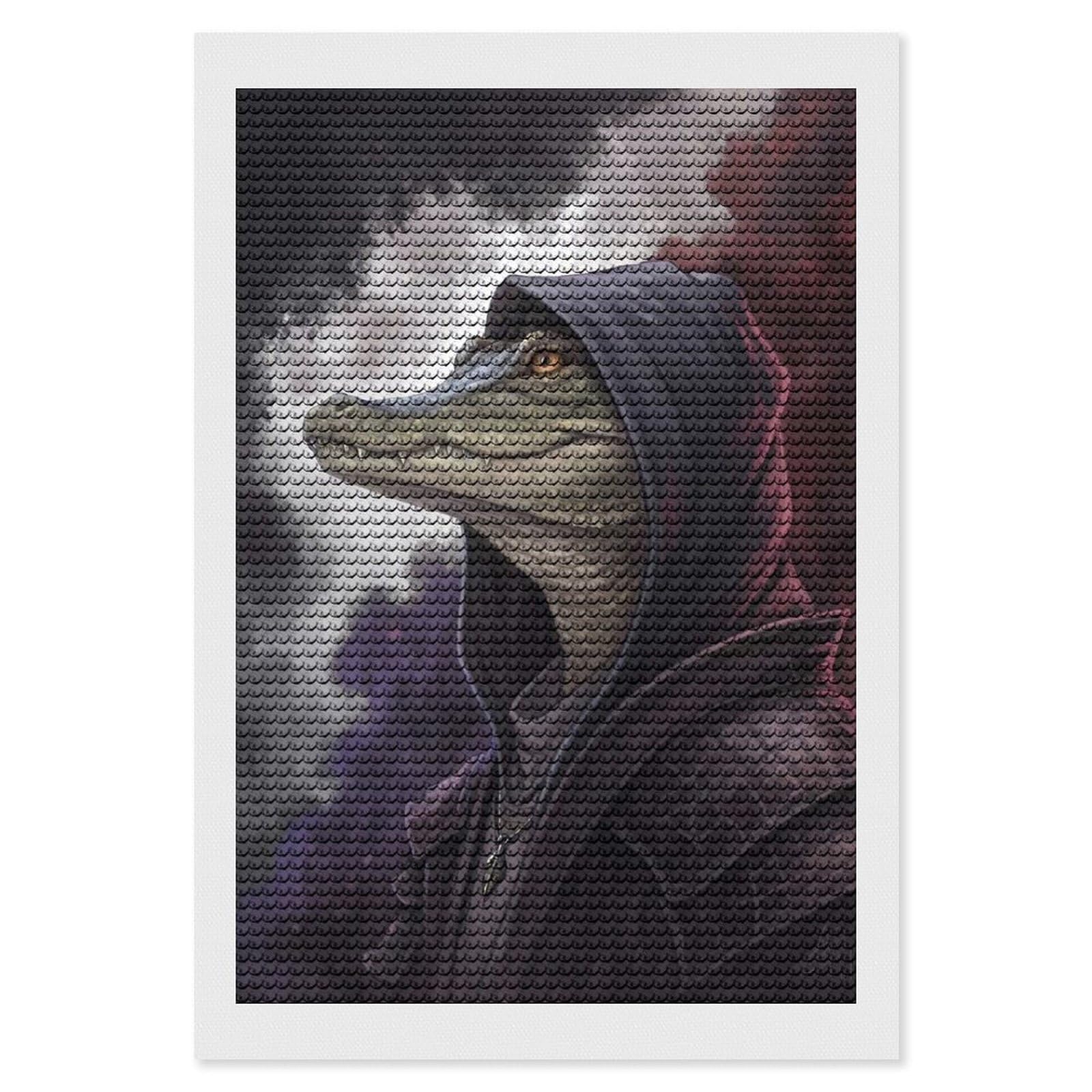 Junmoney Mysterious Alligator Wizard Full Drill Diamond Painting Kit 8"x12", for Teens, Adhesive Canvas, Bedroom Decor, Holiday Gift Idea