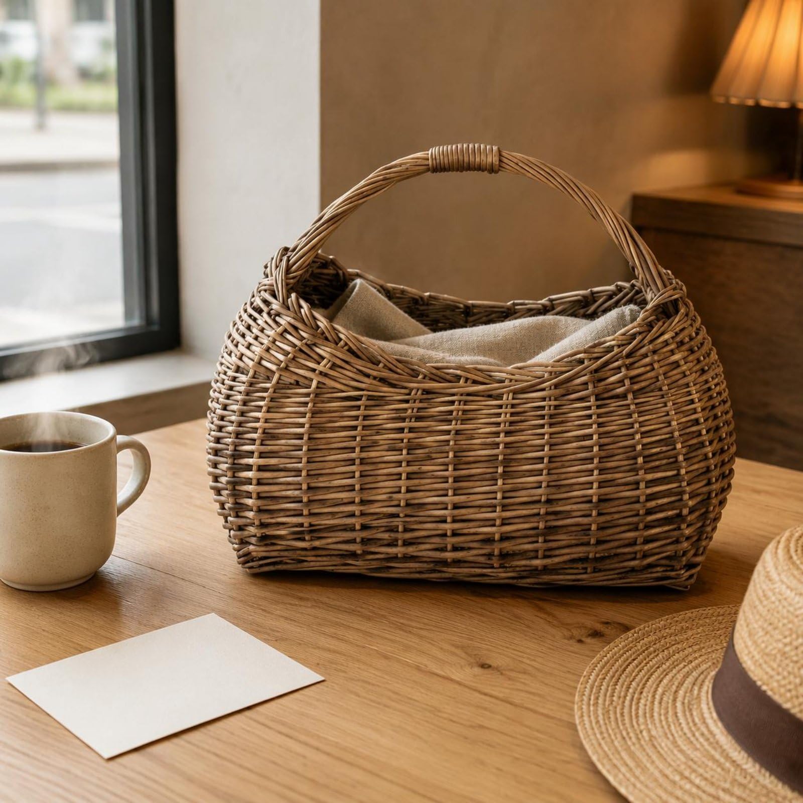Bolso Cesta Resistente Bolso Mimbre Reutilizable Cesta Tejida para Exhibición