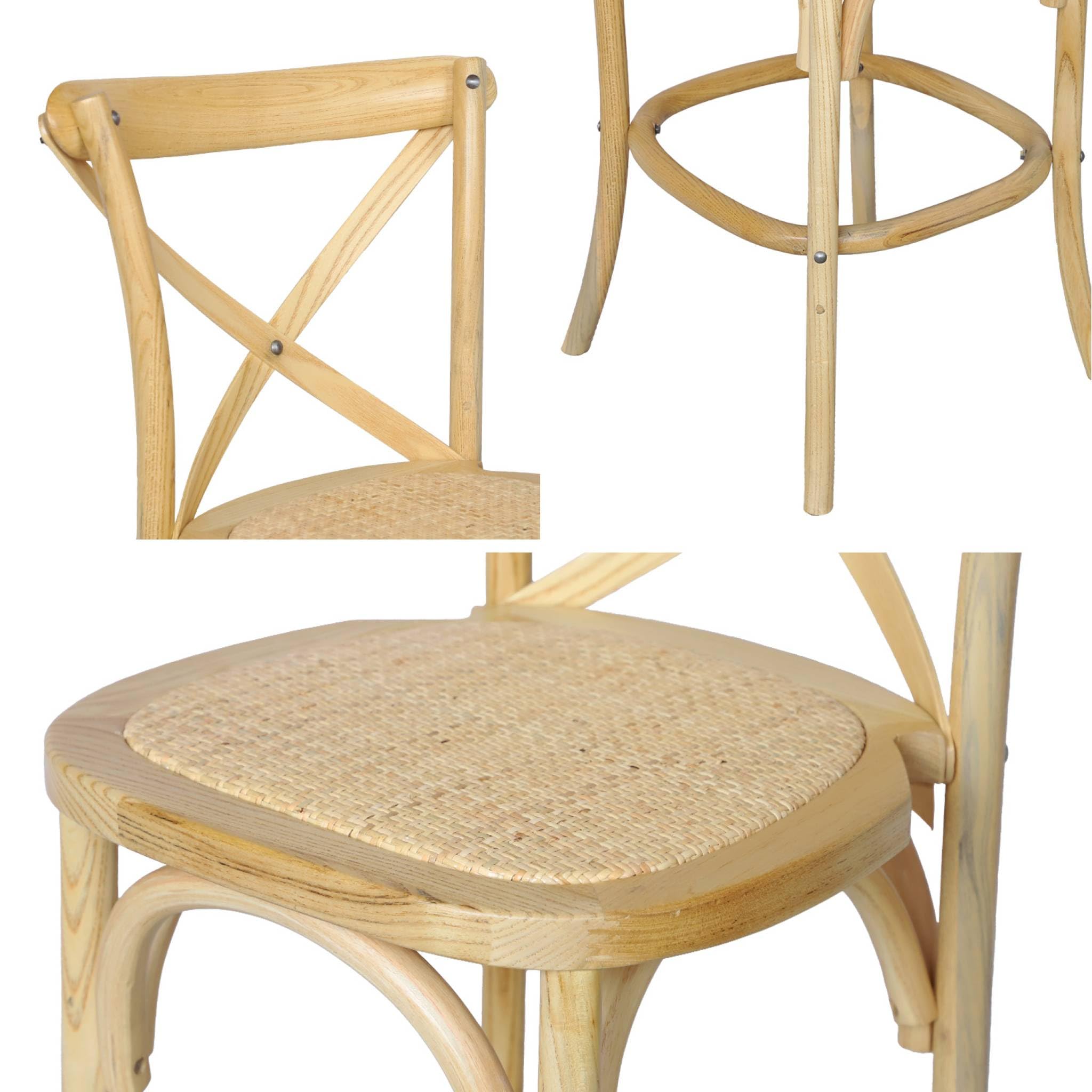 sweeek - Tabouret de bar bistrot vintage en bois naturel avec repose-pieds
