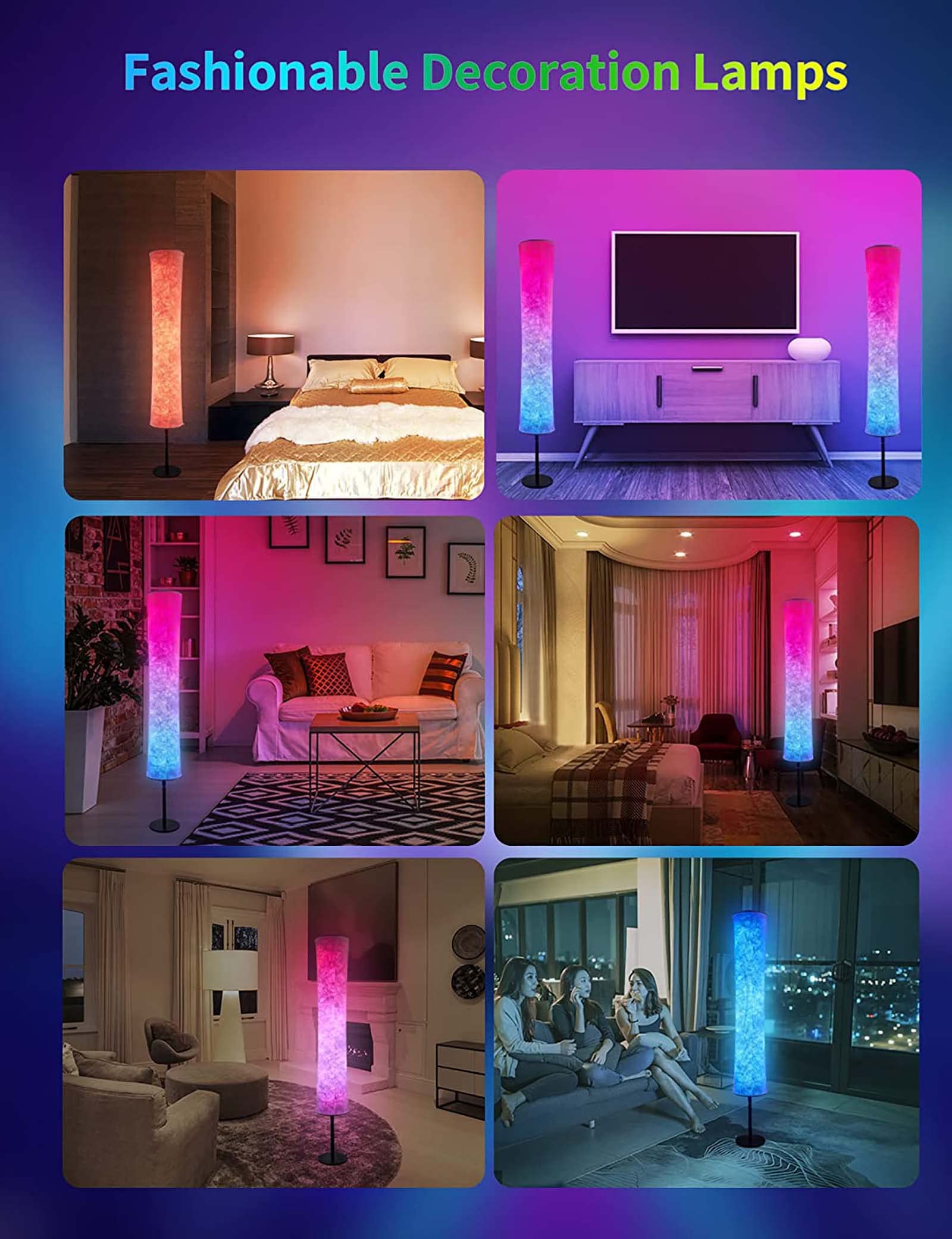 Lampade da Terra RGB, Lampada da Terra a LED Cambia Colore Intelligente, Lampada da Terra ad Angolo per Soggiorno con Controllo App Alexa, modalità Musica reattiva, Luce soffusa, Lampada da Terra mo