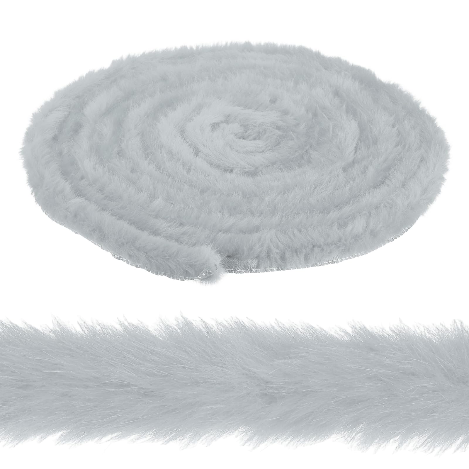 sourcing map 2 Inch x 6 Yards Faux Fur Ribbon Trim, Artificial Furry Ribbon Stripe, Craft Fur Trim for Sewing, Christmas Tree, Home Wedding Decoration, Party Supplies, Light Gray