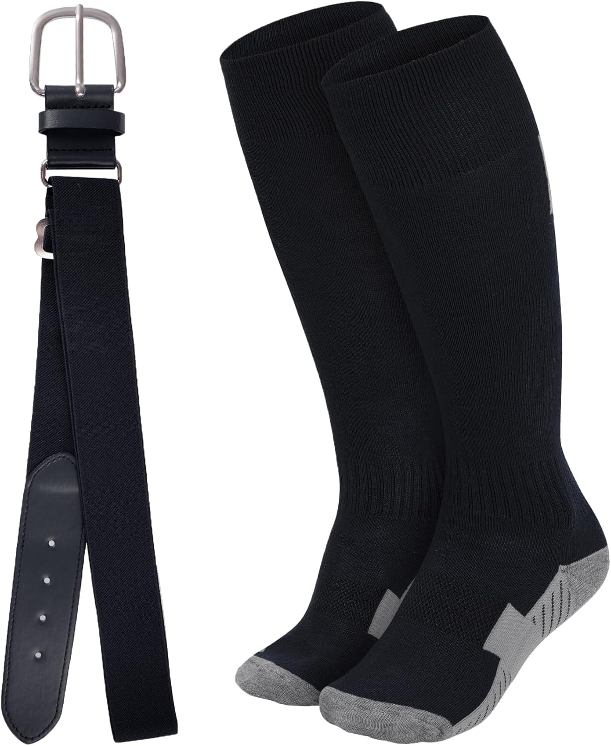 Dxhycc Youth Baseball Socks and Belt Combo Set Adjustable Softball Baseball Socks and Belt for Boys Girls