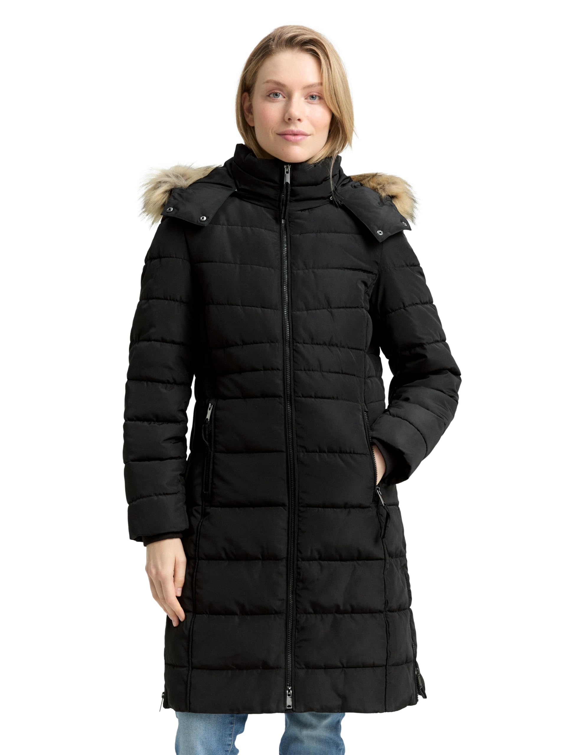 TOM TAILOR Damen 1047533 Puffer-Mantel mit abnehmbarer Kapuze