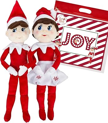 The Elf on the Shelf: A Christmas Tradition - Blue Eyed Boy and Blue Eyed Girl 17" Plushee Pals Set with Zippered Joy Bag