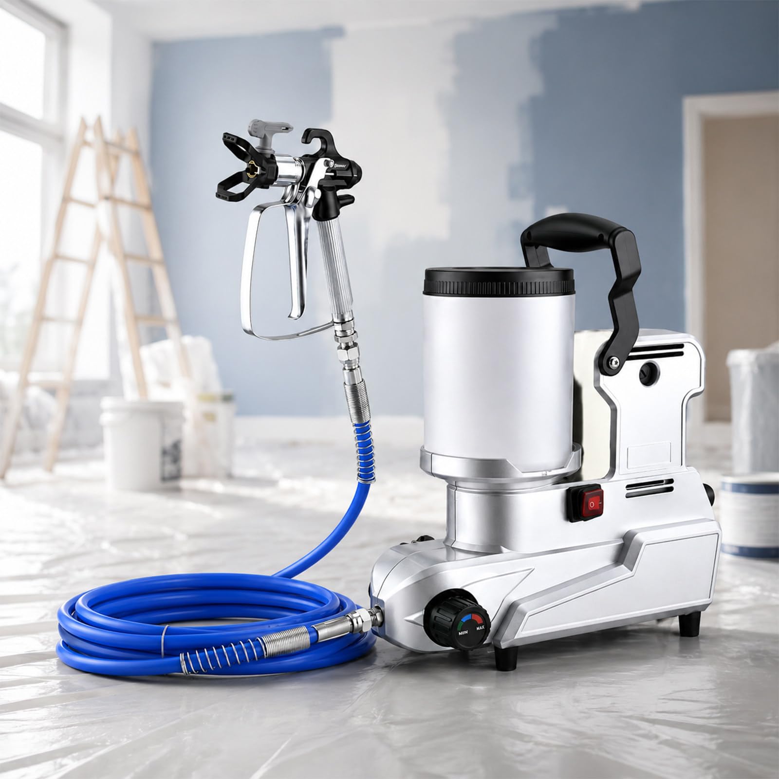 TBANVOO Airless Paint Sprayer & Emulsion Sprayer, 1600W, 2L Tank, 5m/16.4ft Hose, for Water-Based Latex Paints, Indoor & Outdoor, Home Painting & DIY Projects