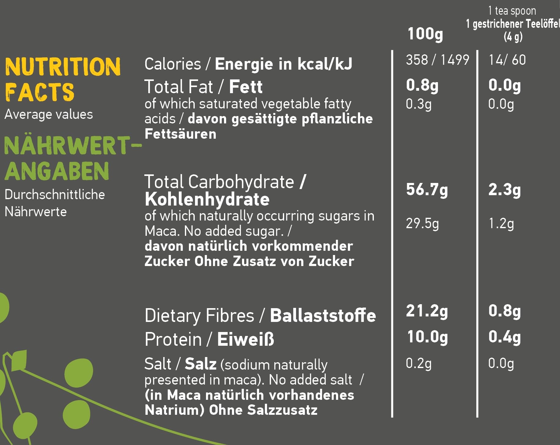 BAMBOO STORY | Maca NOIRE | Poudre | 100% Perou | Crue | Bio | Pure | 900g