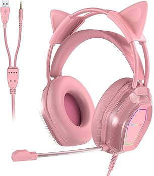 Amazon.co.jp: Wantek V10 ゲーミングヘッドセット 猫耳ヘッドホン