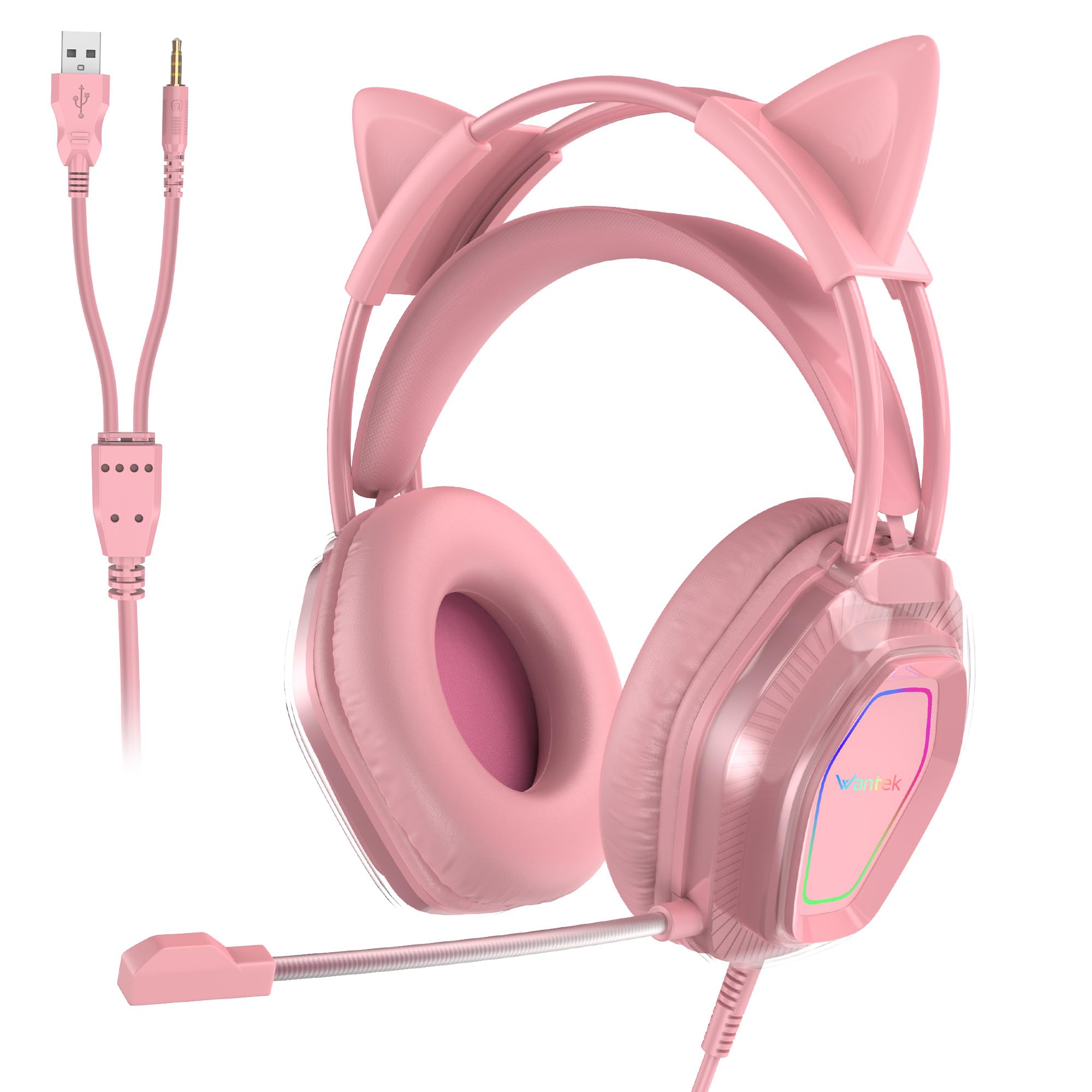 Amazon.co.jp: Wantek V10 ゲーミングヘッドセット 猫耳