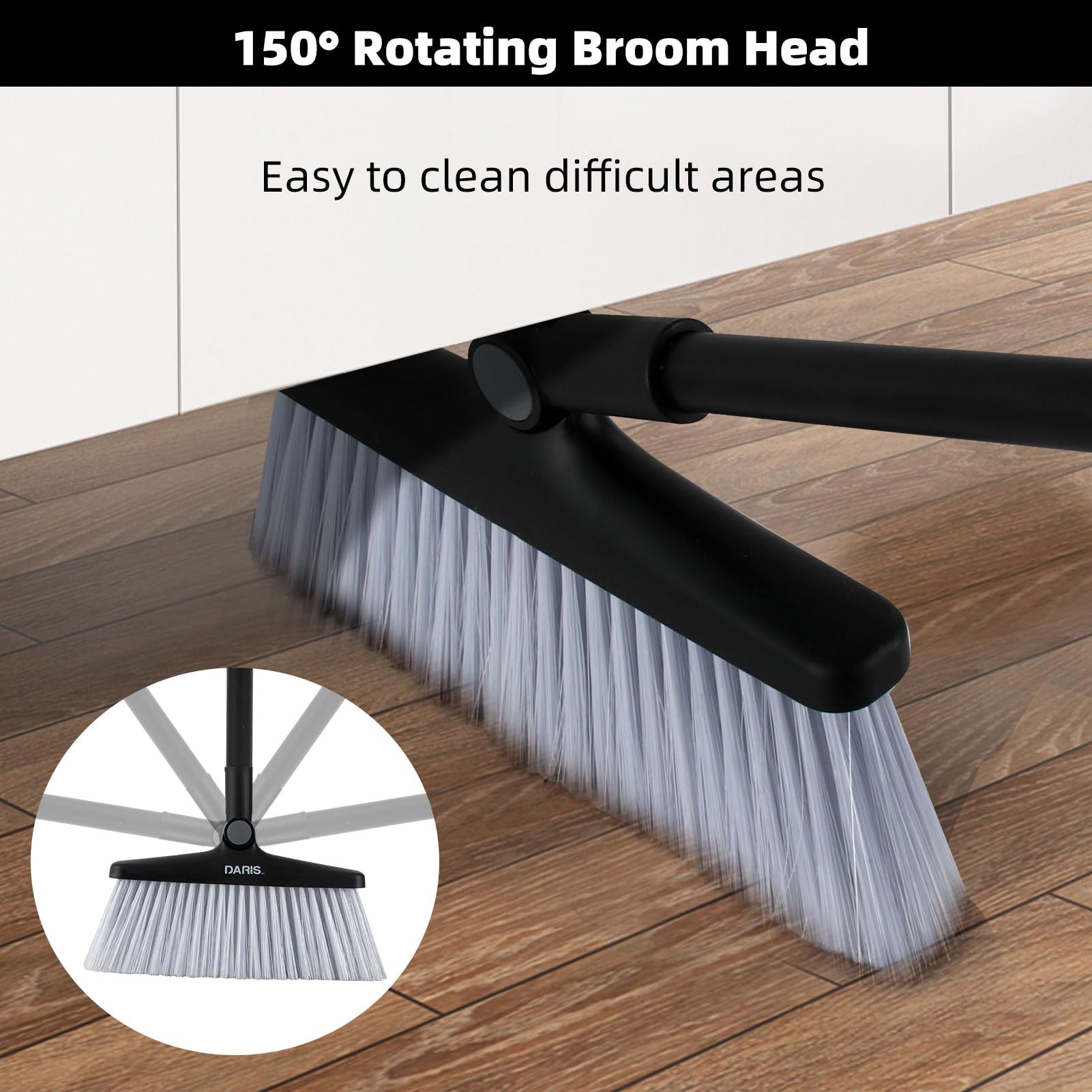 Broom and Dustpan Set Upgrade 50" Long Handle Broom with Stand Up Dustpan Combo Set for Office Home Kitchen Lobby Floor Use Dust pan and Broom Set 2