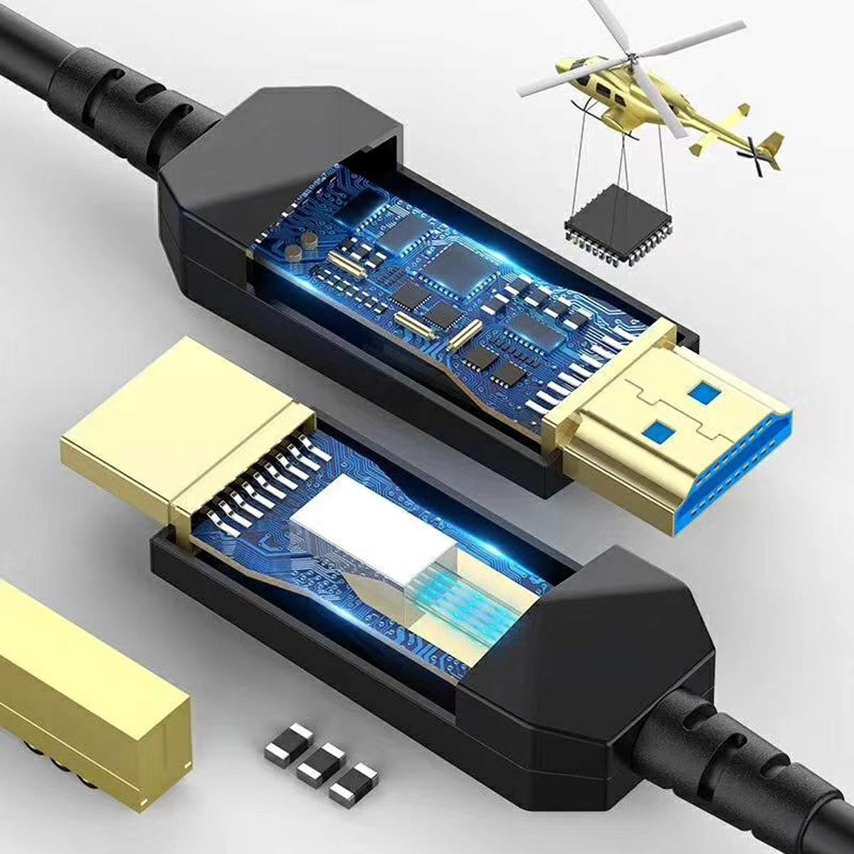 Fiber HDMI Cable 100ft 4K 60Hz, Fiber Optic HDMI 2.0b Cable HDR10, ARC, HDCP2.2, 3D, 18Gbps, Subsampling 4:4:4/4:2:2/4:2:0 Slim and Flexible HDMI Fiber Optic Cable
