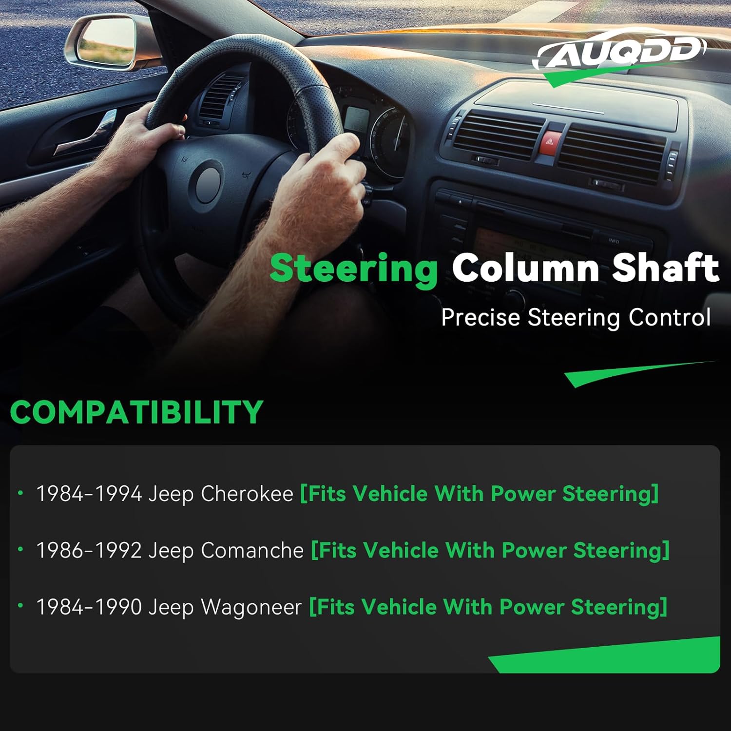 AUQDD Lower Steering Shaft w/U Joint Coupler Fit for (Power Gear Steering) 84-94 Jeep Cherokee [86-92 Comanche ] 84-90 Wagoneer (Steering Column Replace # 425-284 4713943)