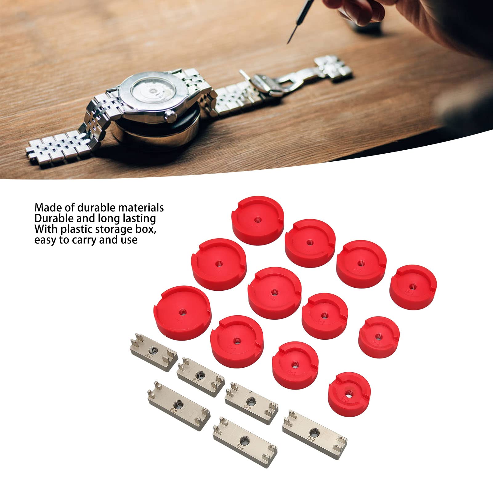 Alicate para cerrar relojes con 18 troqueles prensados, juego de herramientas profesionales para prensar cajas de relojes para modelos Double Eagle, kit de abridores de relojes de