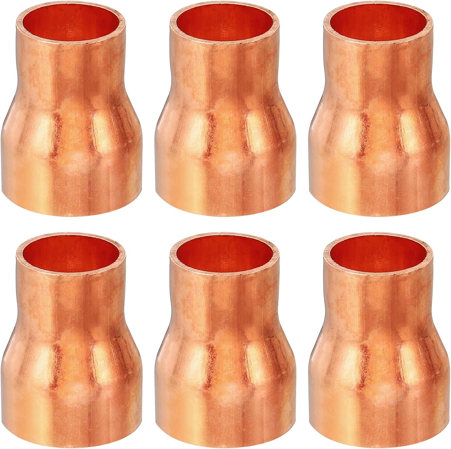 PATIKIL 7/8" to 5/8" ID Copper Reducer, 6pcs 99.9% Pure Copper Reducing Coupling Pressure Fitting Pipe Tube Connector Adapter with Sweat Solder Connection for HVAC Refrigeration System