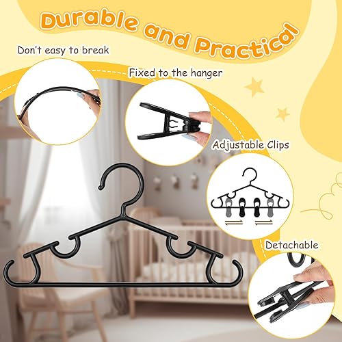 Miniatura 9 de Hsei Paquete de 80 perchas para bebés con clips que incluyen pequeños ganchos de plástico para bebés y clips ajustables para armario de niños