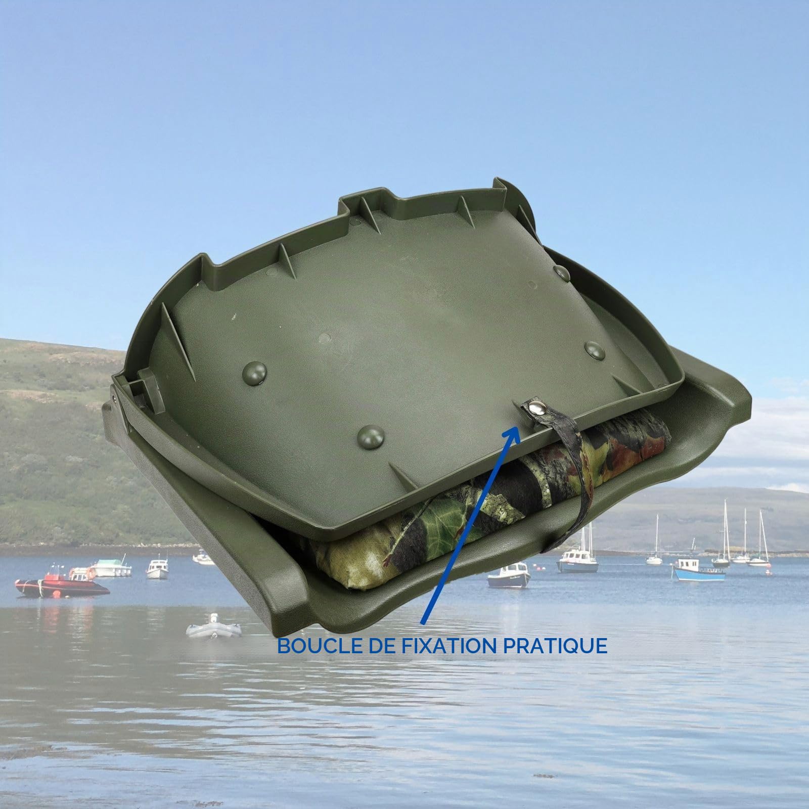 Siège de bateau pêcheur Mossy Oak Break Up pliable