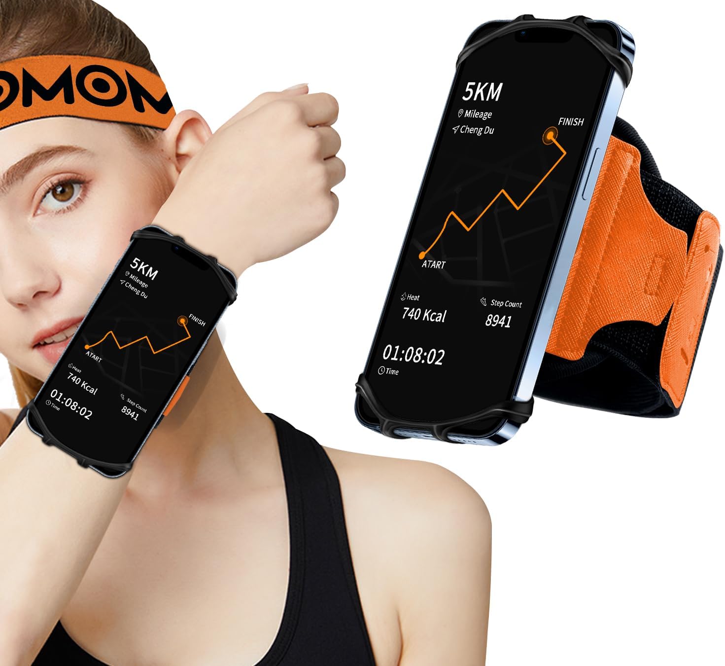 Soporte para teléfono para correr, muñequera giratoria de 360 y desmontable, compatible con todos los teléfonos celulares de 4.5 a 7 pulgadas para