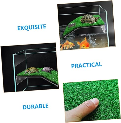 Miniatura 8 de Ipetboom 3 unids tortuga escalada plataforma césped falso césped para tanque de tortugas tomar terraza tanque de peces paisajismo césped artificial