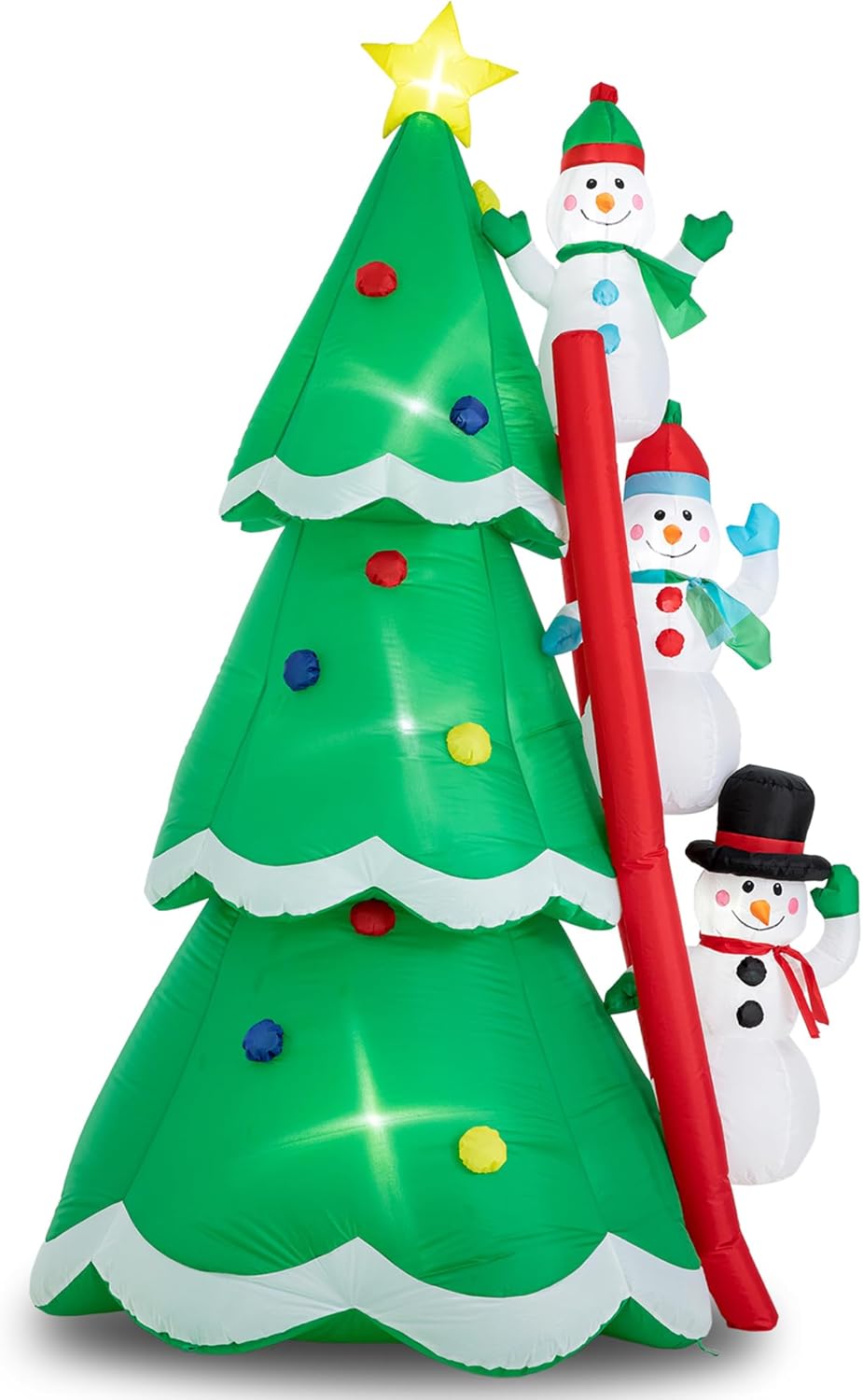 Glitzhome 8FT Christmas Inflatable Decorations Snowman Climbing Christmas Tree with Build-in LEDs Blow Up Inflatables for Xmas Party Yard Lawn Garden Decors