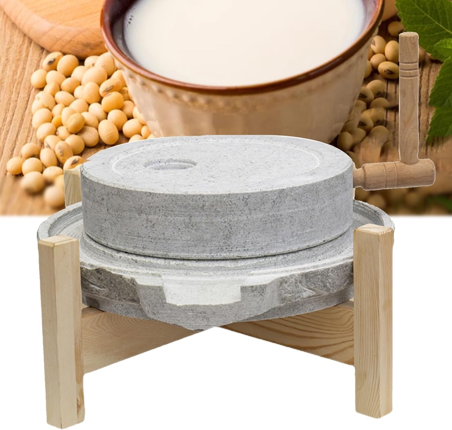 Manual Grain Stone Mill for Home Kitchen, Traditional Mill for Dry and Wet Grains,25cm/9.8in