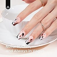 Vista 7 de Beetles Gel Nail Tips 510Pcs 15 Sizes Short Coffin Acrylic Nail Kit Clear Nail Tips 5 in 1 Nail Glue Base Gel and Uv Led Lamp Easy DIY Press on