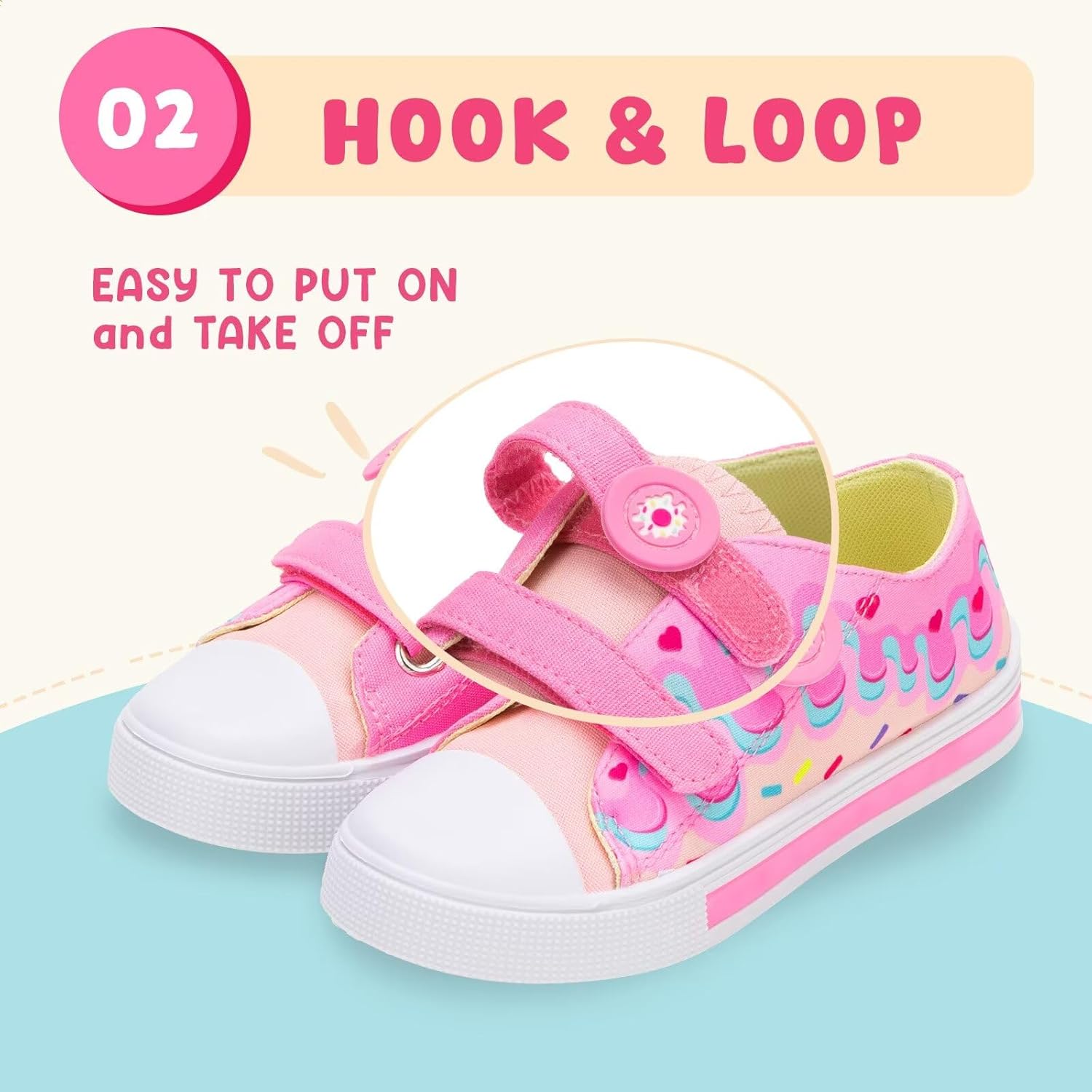 Kids Light Up Shoes Toddler Canvas Sneakers with Hook and Loop for Boys Girls - Image 4