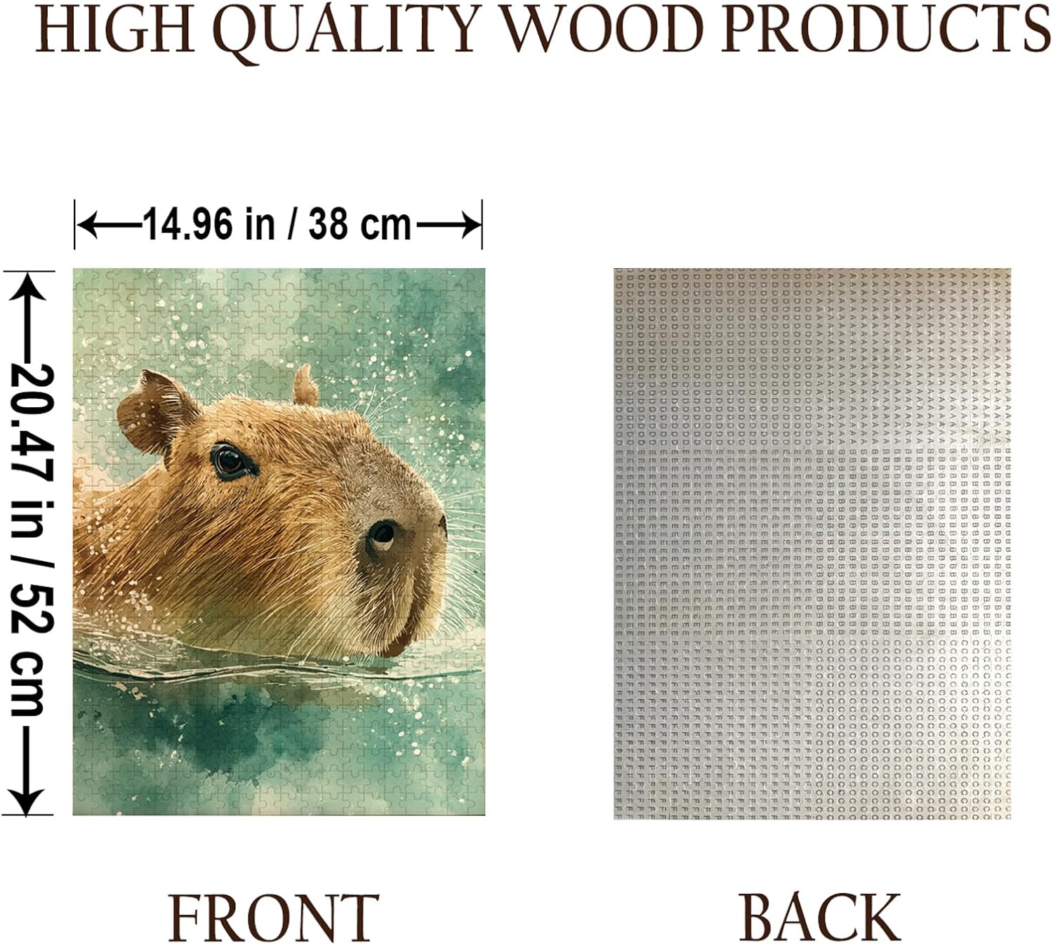 Capybara Swimming Animal Jigsaw Puzzle - 500 Pieces Wooden Puzzle for Adults, Wall Art Gift, Finished Size: 20 x 15 Inch
