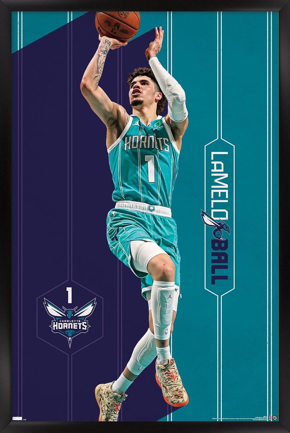 Trends International NBA Charlotte Hornets - LaMelo Ball 23 Wall Poster, 34L x 22.4W, Black Framed Version