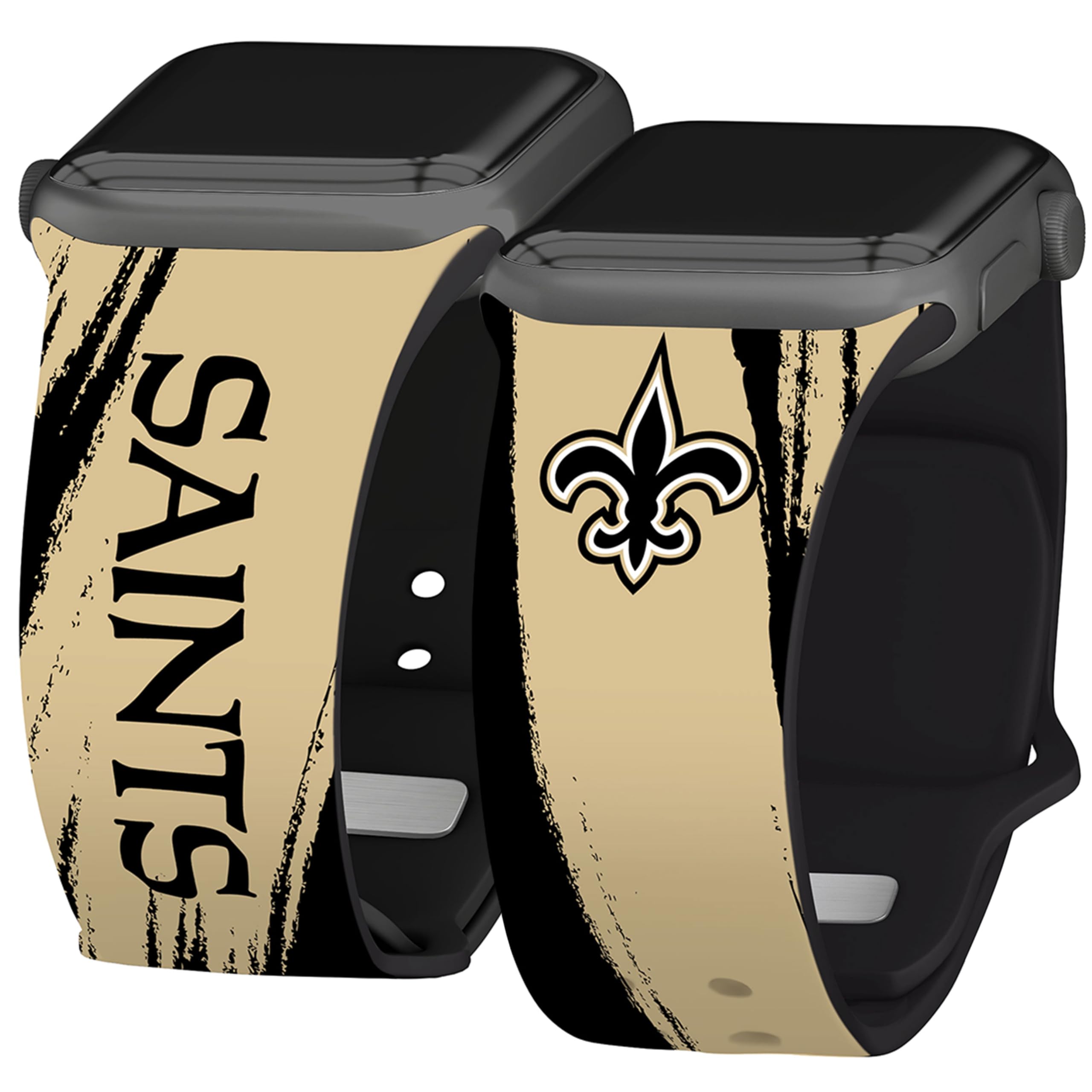 Game Time New Orleans Saints HD Paint Stripe Watch Band Compatible with Apple Watch (42/44/45mm Long)