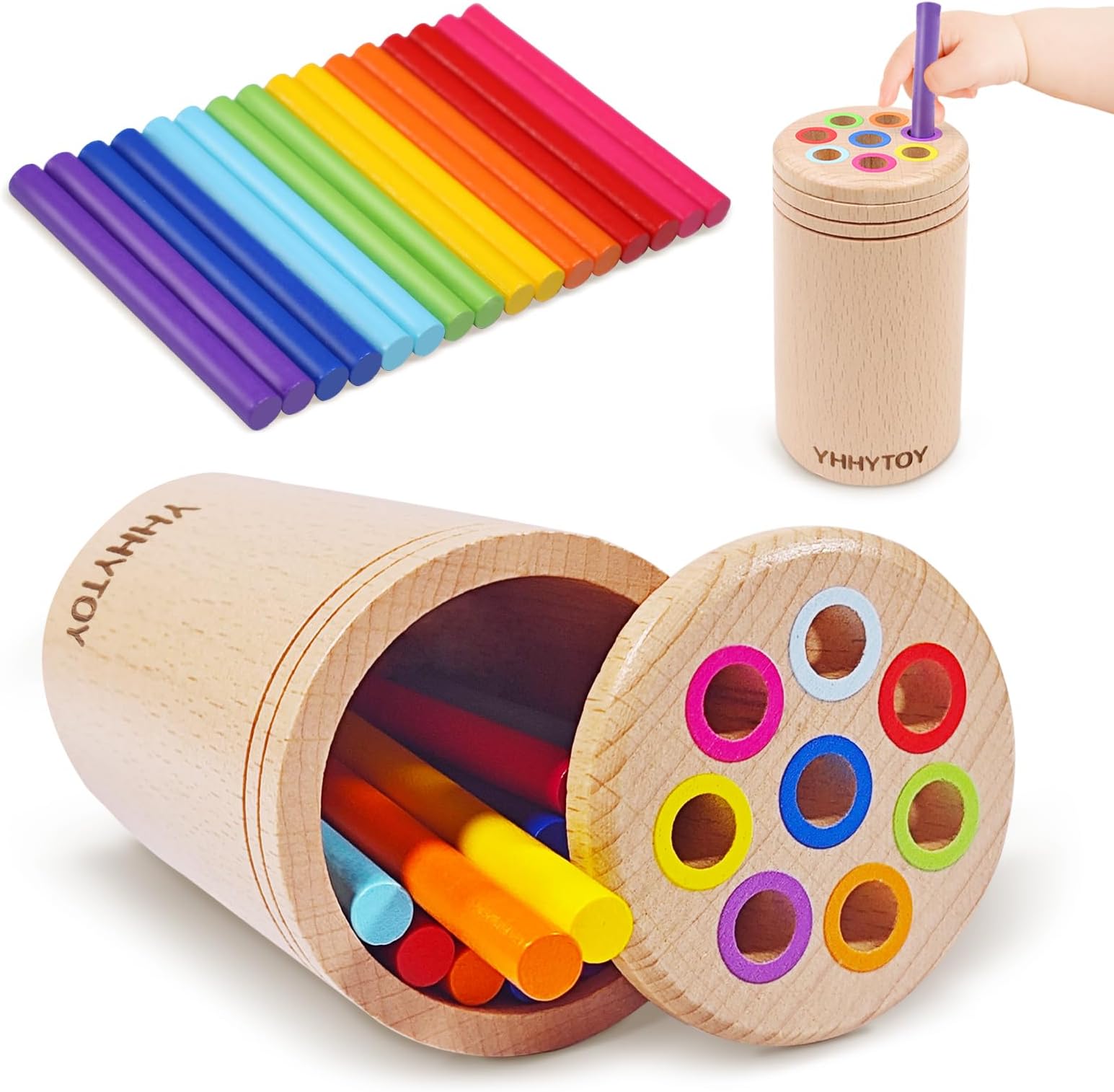 YHHYTOY Montessori Toys for 1+ Year Old, Toddler 18 Month Old Toy Color Sorting Preschool Learning Activities, Fine Motor Skills Sensory Toys for Toddlers 1-3, 1 2 3 Year Old Girl Boy Baby Gifts