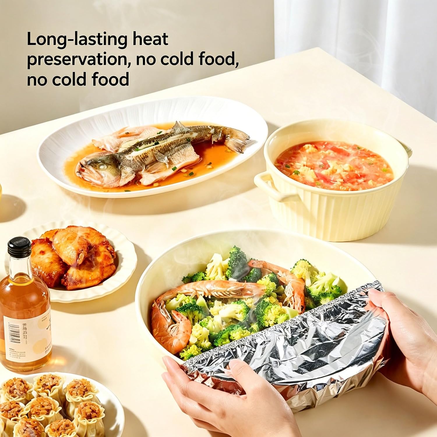Aluminum Foil Heat-retaining Covers,Universal Disposable Thermal Cover for Food,Reusable Insulation Covers for Kitchen Picnic Vegetables Meals (60)