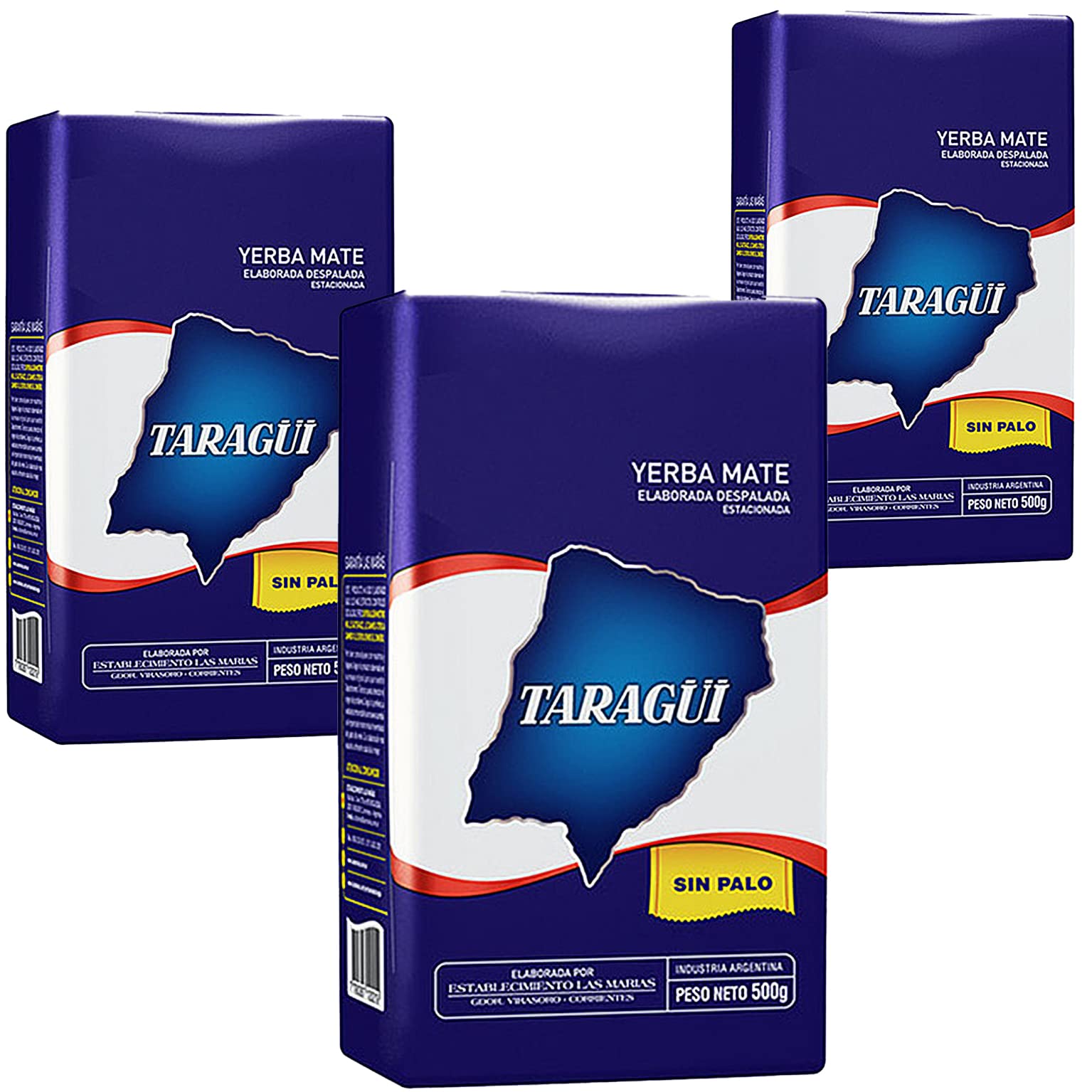Taragui Yerba Maté Sin Palo: 1,5 kg (3x0,5 kg) + échantillon cadeau (40g)| Boisson énergisante, riche en vitamines et antioxydants, avec caféine!Accélère le métabolisme.