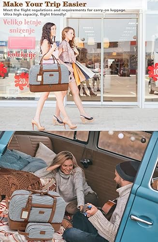 Miniatura 8 de Wogarl Bolsas de fin de semana para mujer, bolsa grande para pasar la noche, bolsa de viaje de fin de semana, bolsa de lona de transporte en el