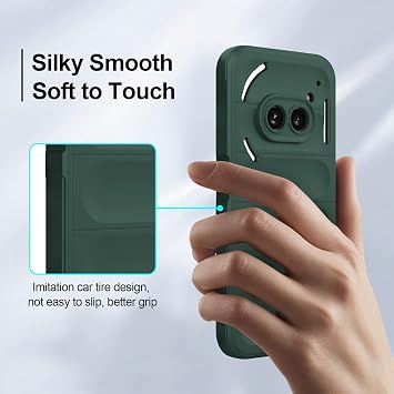 シリコンケース Nothing Phone 2a/2a Plus用 アンチスクラッチ マイクロファイバー裏地 カメラ保護付き耐衝撃ケース グリーン