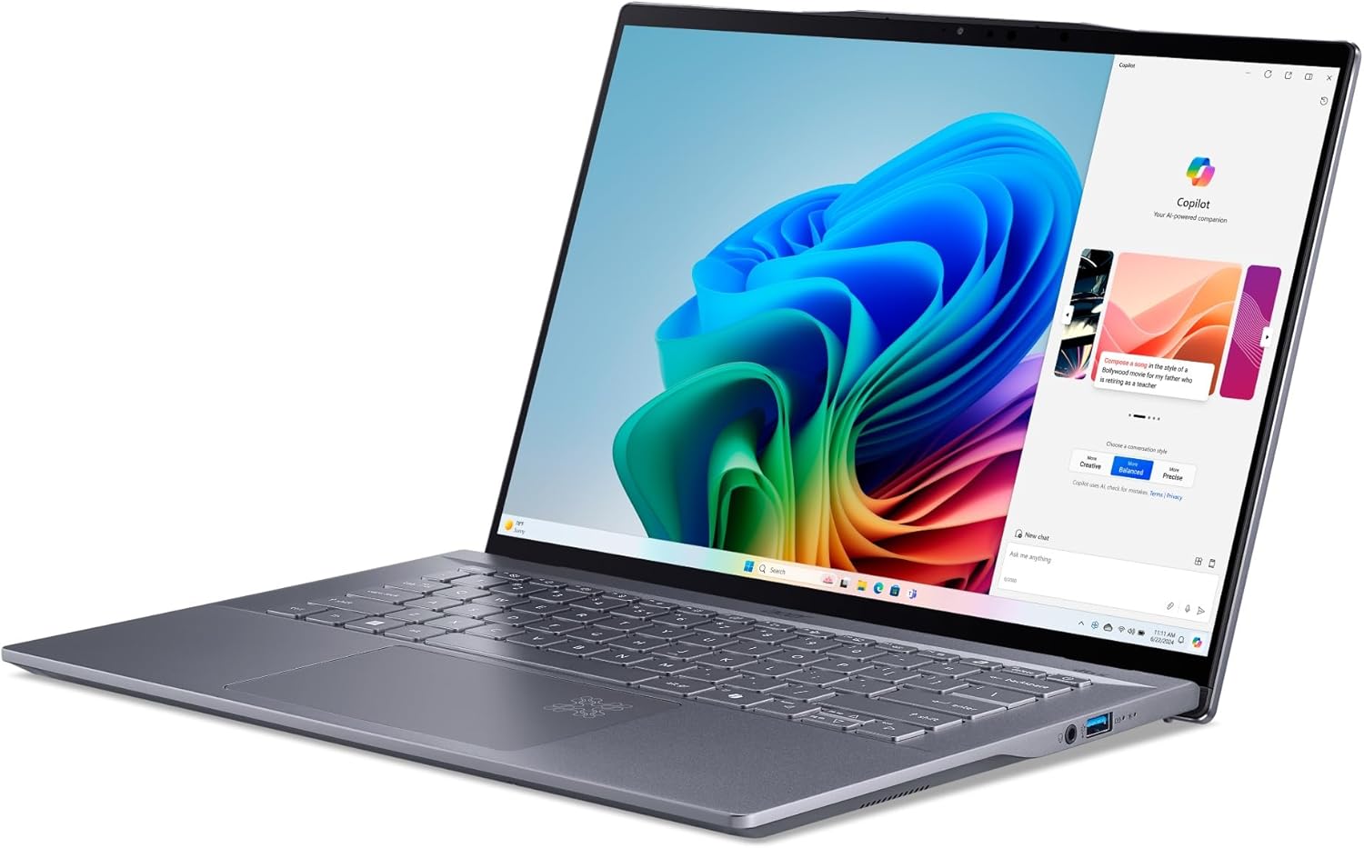 Acer Swift 14 AI Copilot+ PC SF14-11T-X3RZ, 14.5" 2.5K Touch, Snapdragon Elite CPU X1E-78100 (12C), VGA Chip UMA, 16GB DDR5 Memory, 1024GB PCIe SSD, Windows 11