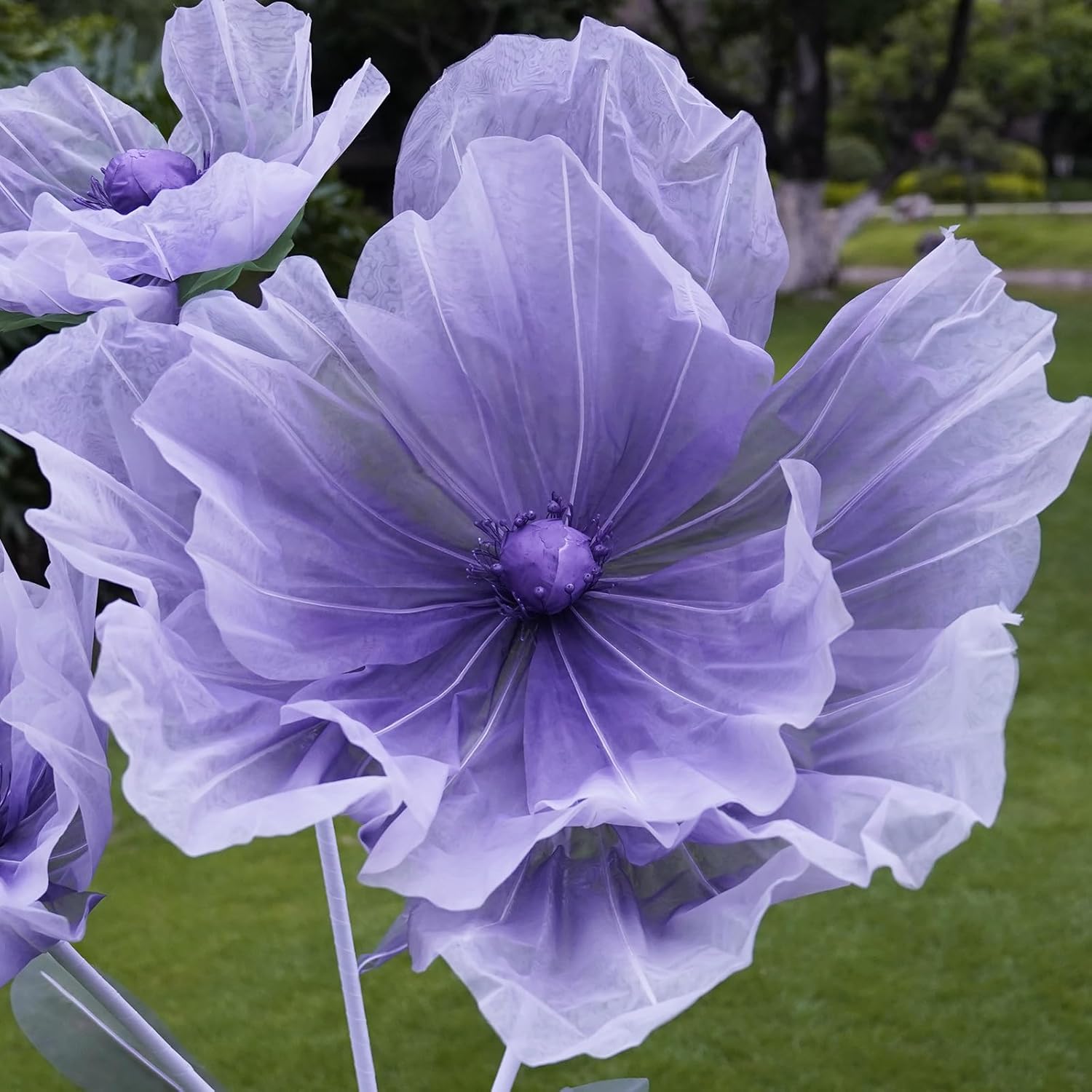 Giant Artificial Flower Decor with Stand,Oversized Freestanding Gradient Statement Flower for Wedding Flower Decor,Event,Commercial Display,Photo Backdrop & Home Decoration (Purple) - Image 2