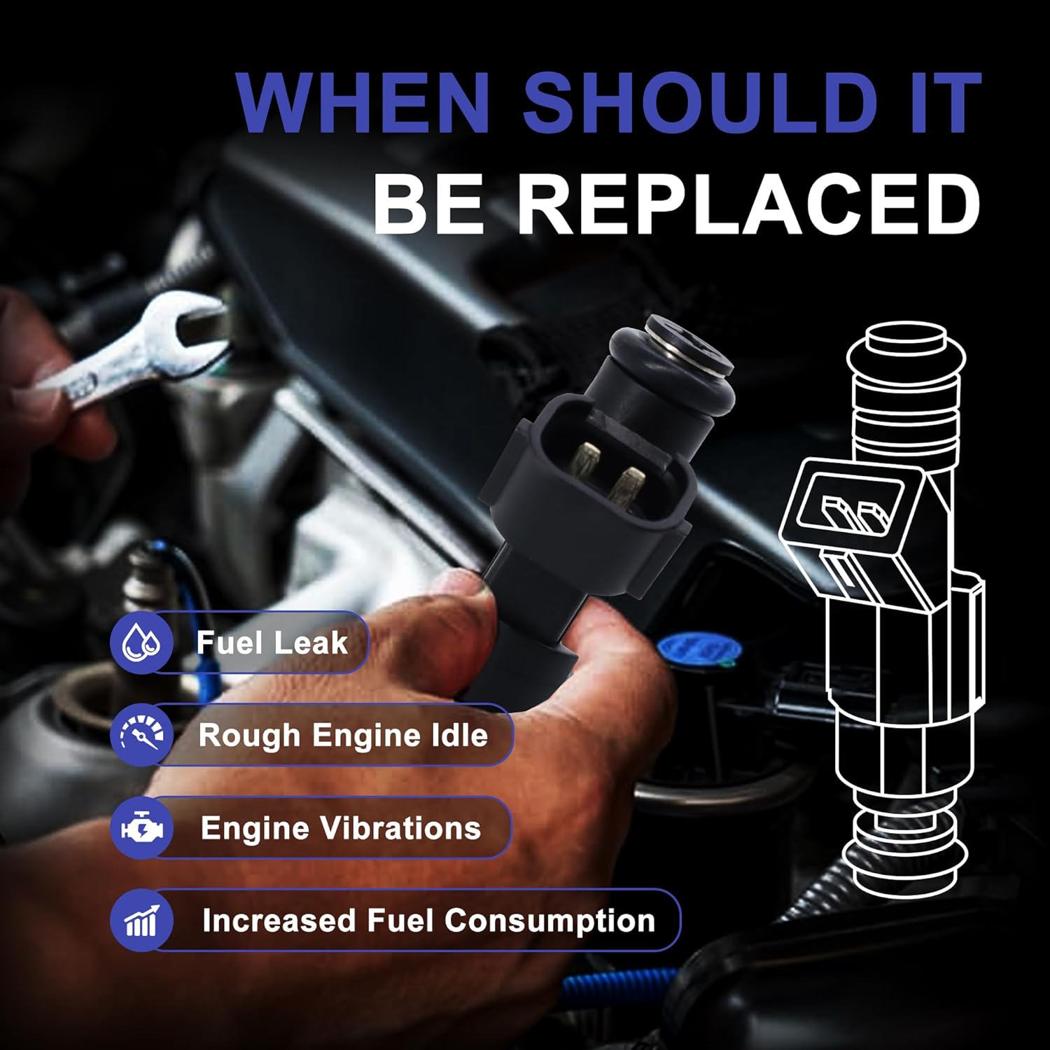 HiSport Fuel Injectors FBY2850 Replacement For Nissan Versa Cube Sentra NV200 2007-2014 Replace 16600-EN200 4 PCS