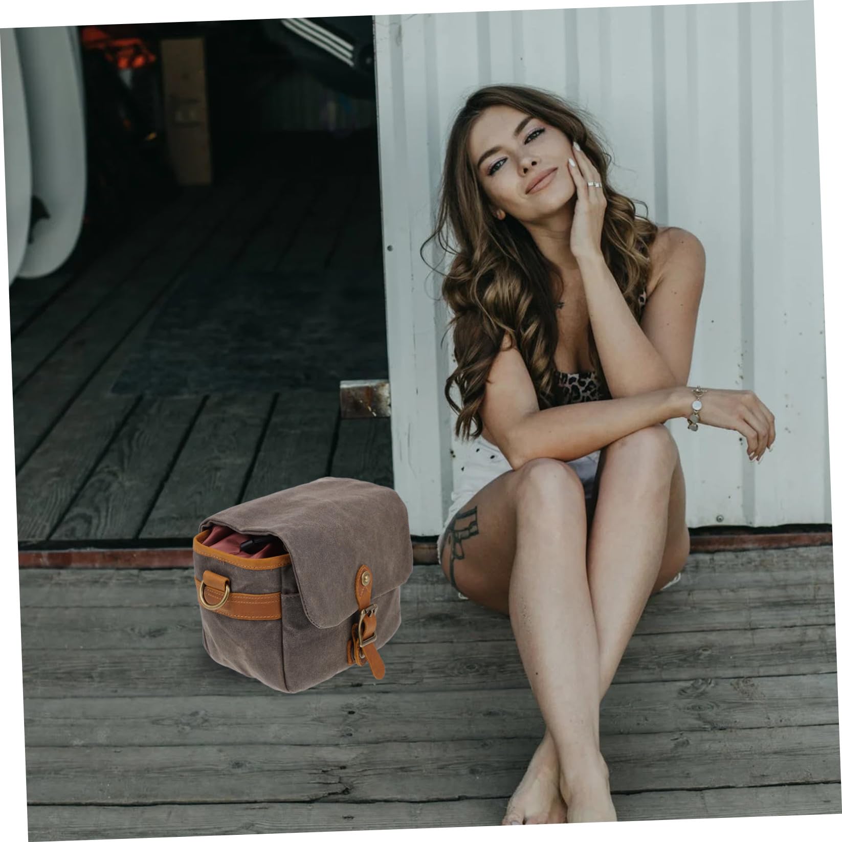 Homoyoyo Borsa per Fotocamera Verde in Tela Resistente Protezione Antiurto e Tracolla Regolabile, Custodia Portatile per Fotocamere Mirrorless e Compatte