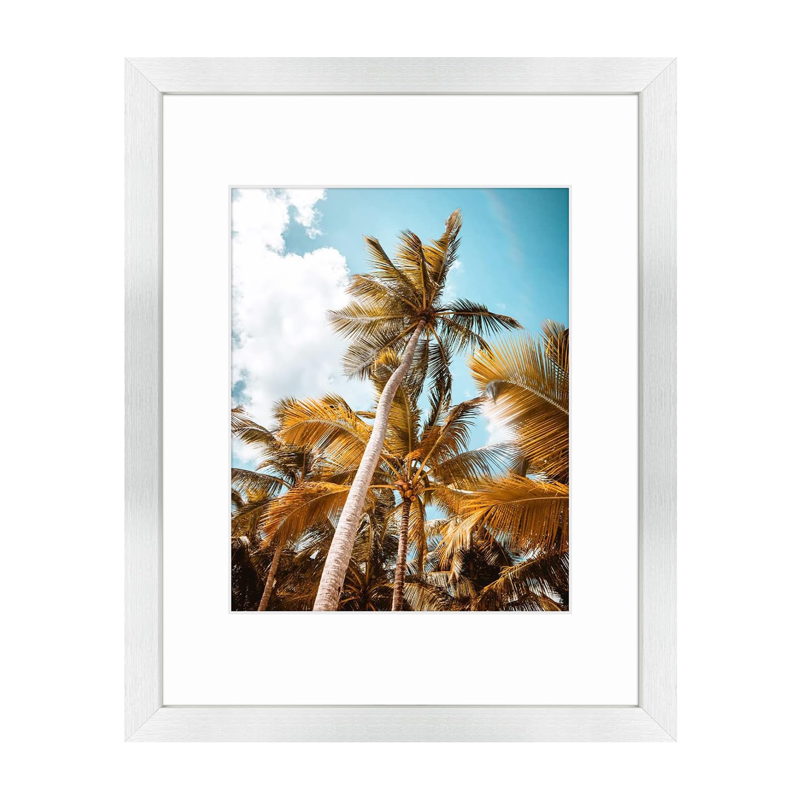 Frametory 11x14 Silver Picture Frame with Real Glass Mat for 8x10