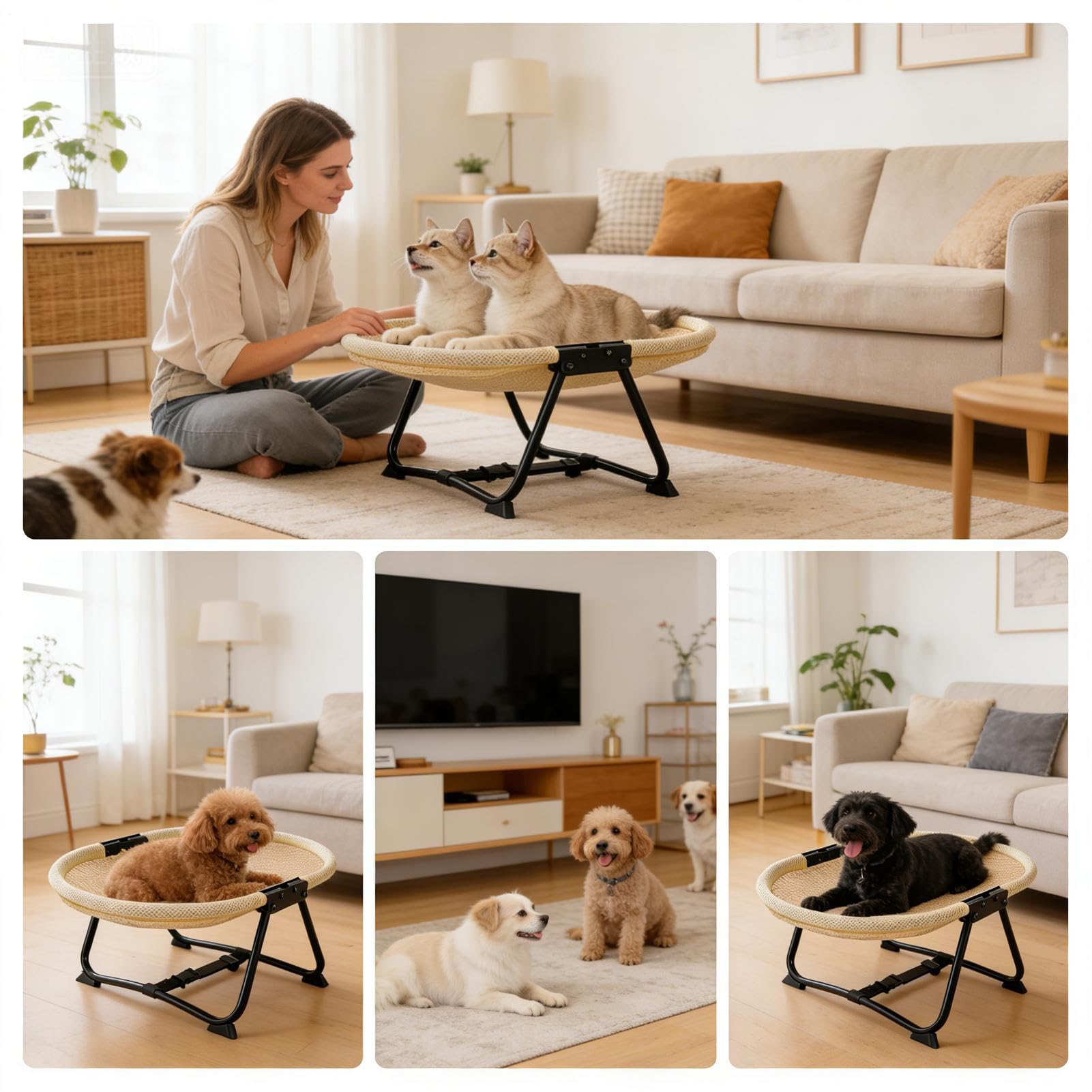 Lit Surélevé pour Chien Pliable Anti-Dérapant 57 x 41 x 26 cm pour Animaux Compagnie Chat Chiot