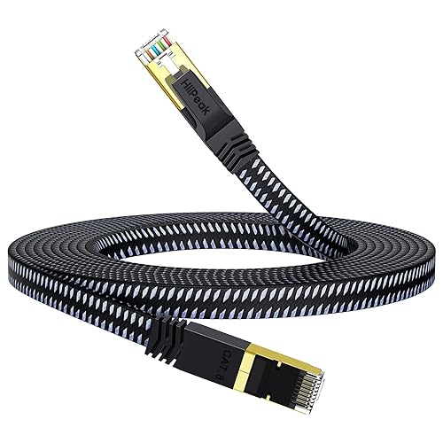 Miniatura 11 de HiiPeak Cable Ethernet Cat 8 de 10 pies, cable de Internet trenzado plano de nailon, cable LAN de red de 40 Gbps de alta velocidad, cable RJ45 para